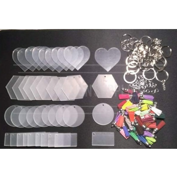 Acrylic 40 Pack Silver Key Ring Mega Set