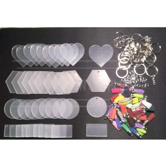 Acrylic 40 Pack Silver Key Ring Mega Set