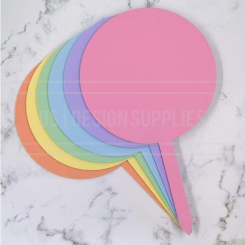 Acrylic - 6 Inch Circle Cake Topper - 6 Pastel Colours