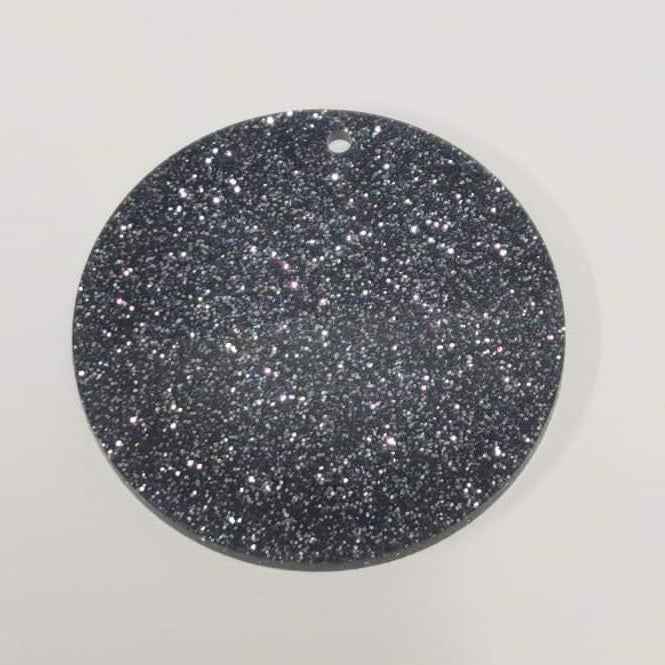Acrylic - 2.5 inch Circle Black Glitter