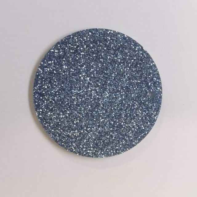 Acrylic - 2.5 inch Circle Blue Glitter