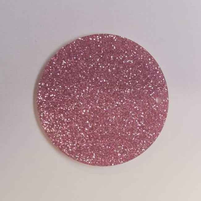 Acrylic - 2.5 inch Circle Pink Glitter