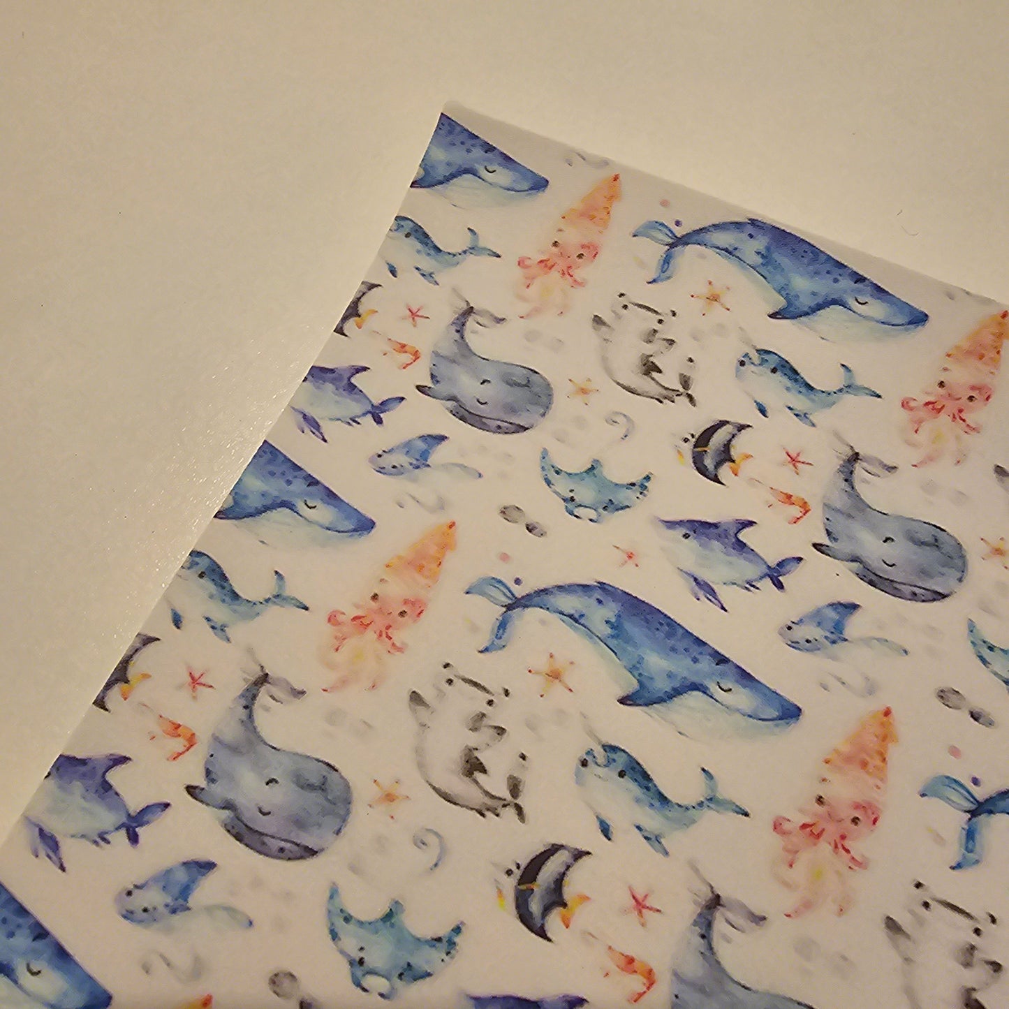Printed Leatherette - Marine Animals
