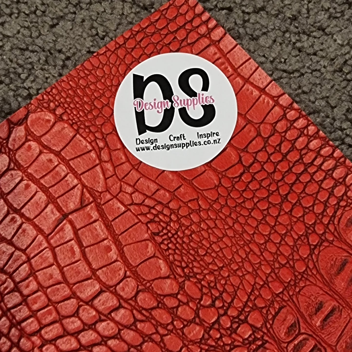 Faux Leather - Snake Skin - Red