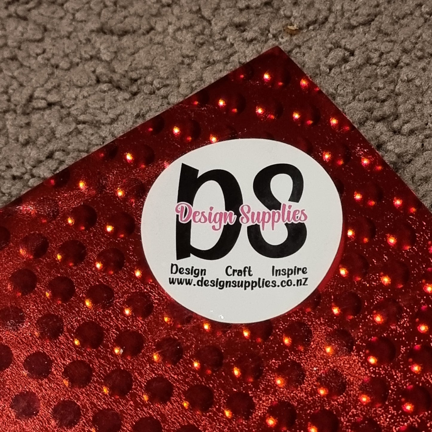 Faux Leather - Holographic Bubble - Red