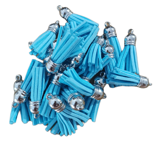 10 Pack Foam Blue Tassels