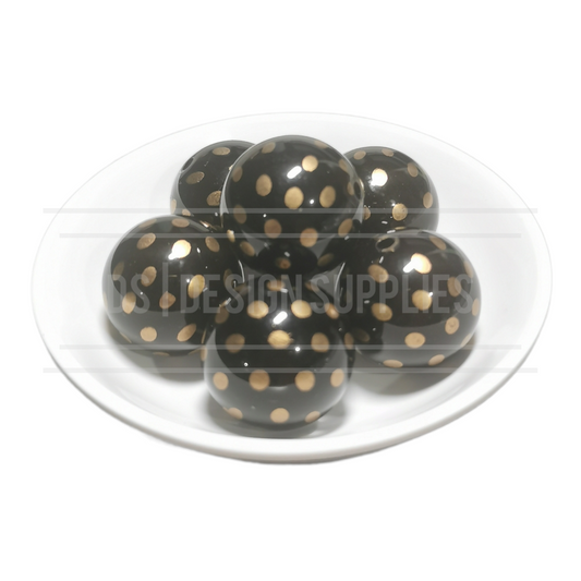 20mm Patterned - Gold Spot - Black