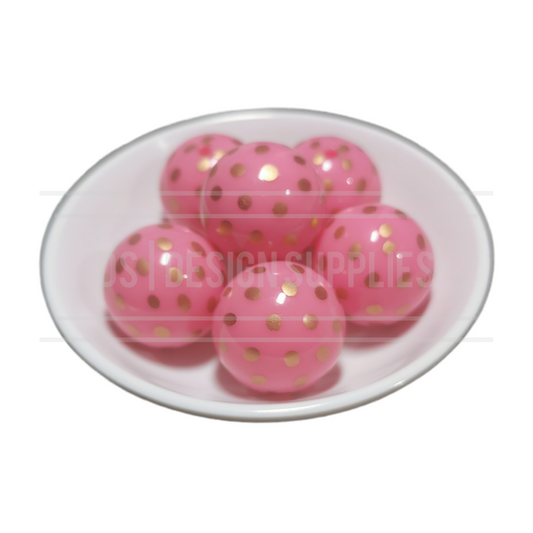 20mm Patterned - Gold Spot - Hot Pink