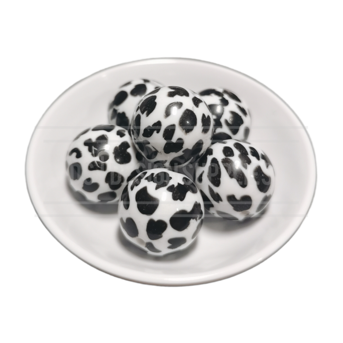 20mm Animal Print - Cow Print - White