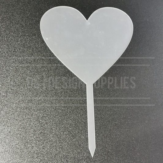 Acrylic - 4 Inch Heart Cake Topper - 7 Colours