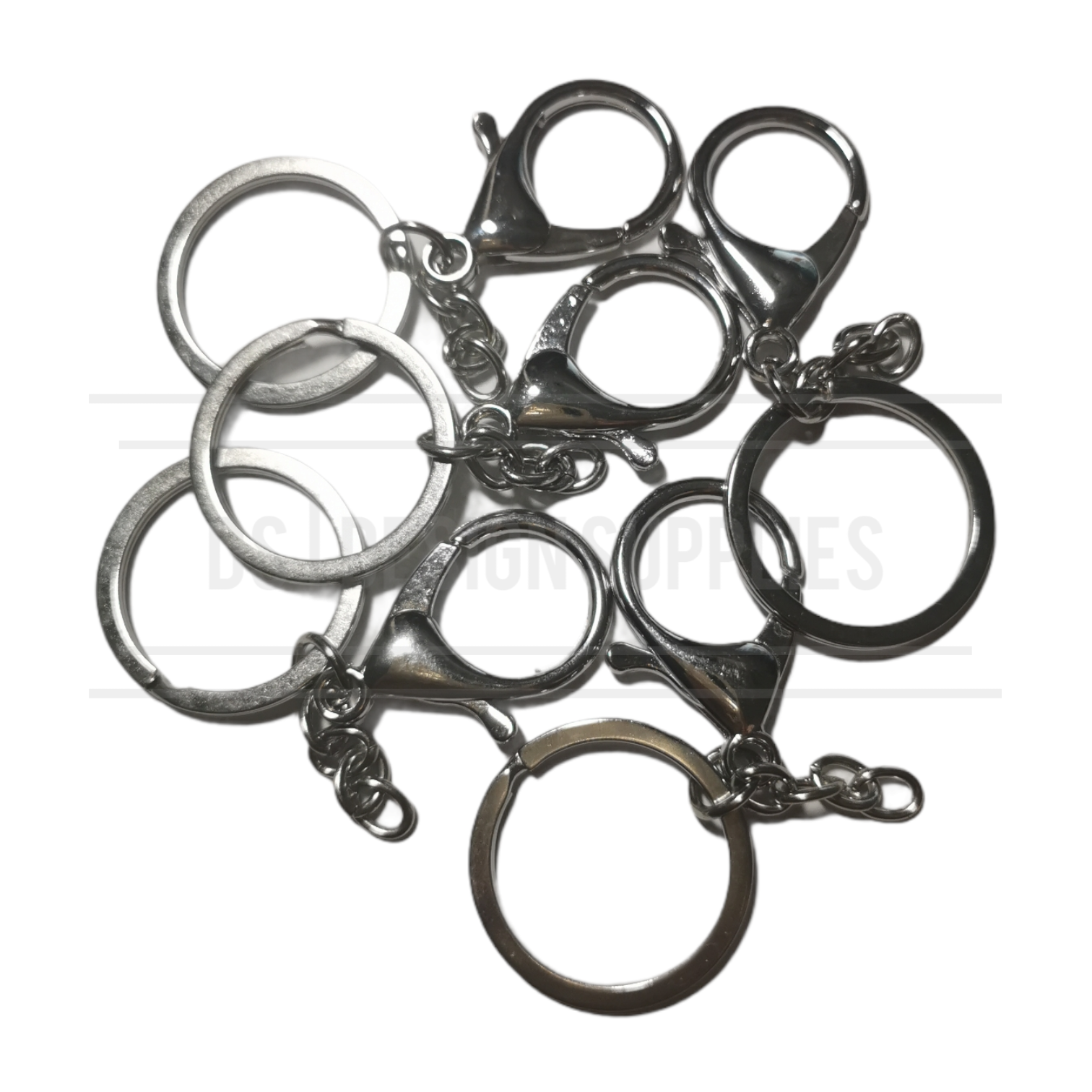 5 Key Ring with Clip Silver Design Supplies