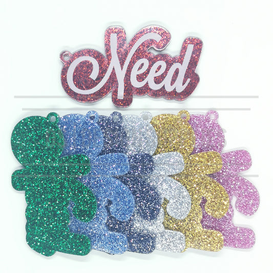 Acrylic - 3 Inch Read, Wear, Want, Need - Glitter