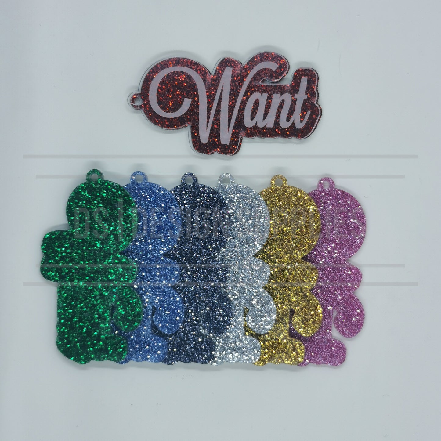 Acrylic - 3 Inch Read, Wear, Want, Need - Glitter