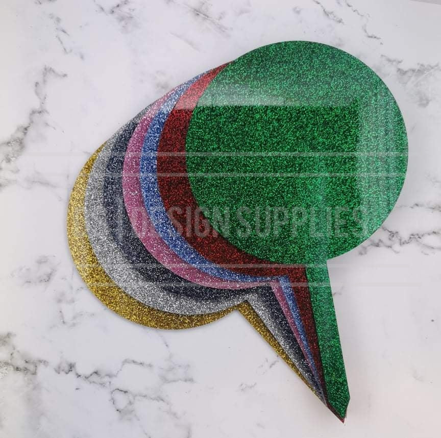 Acrylic - 6 Inch Circle Cake Topper - 7 Glitter Colours