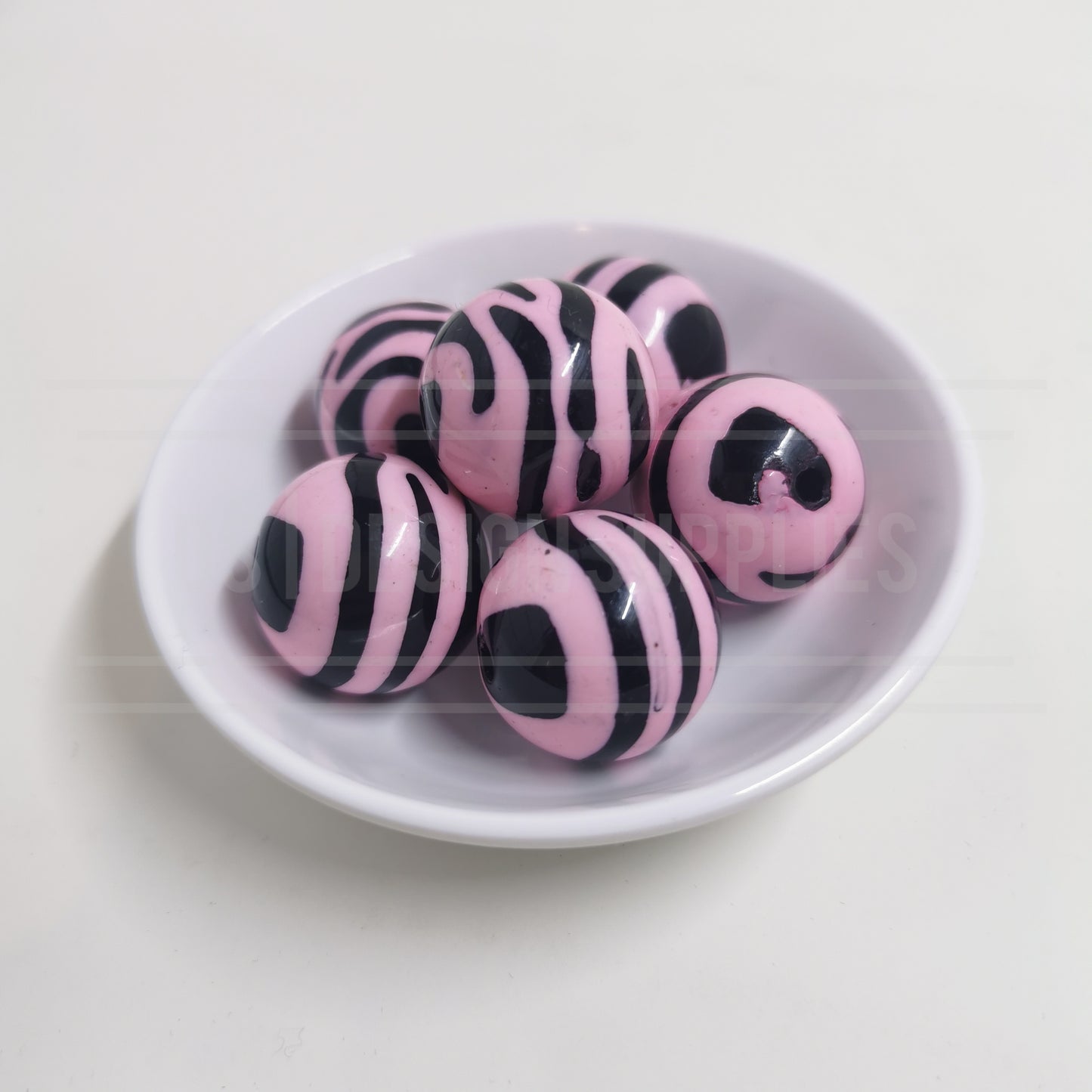 20mm Zebra Stripes - Pale Pink