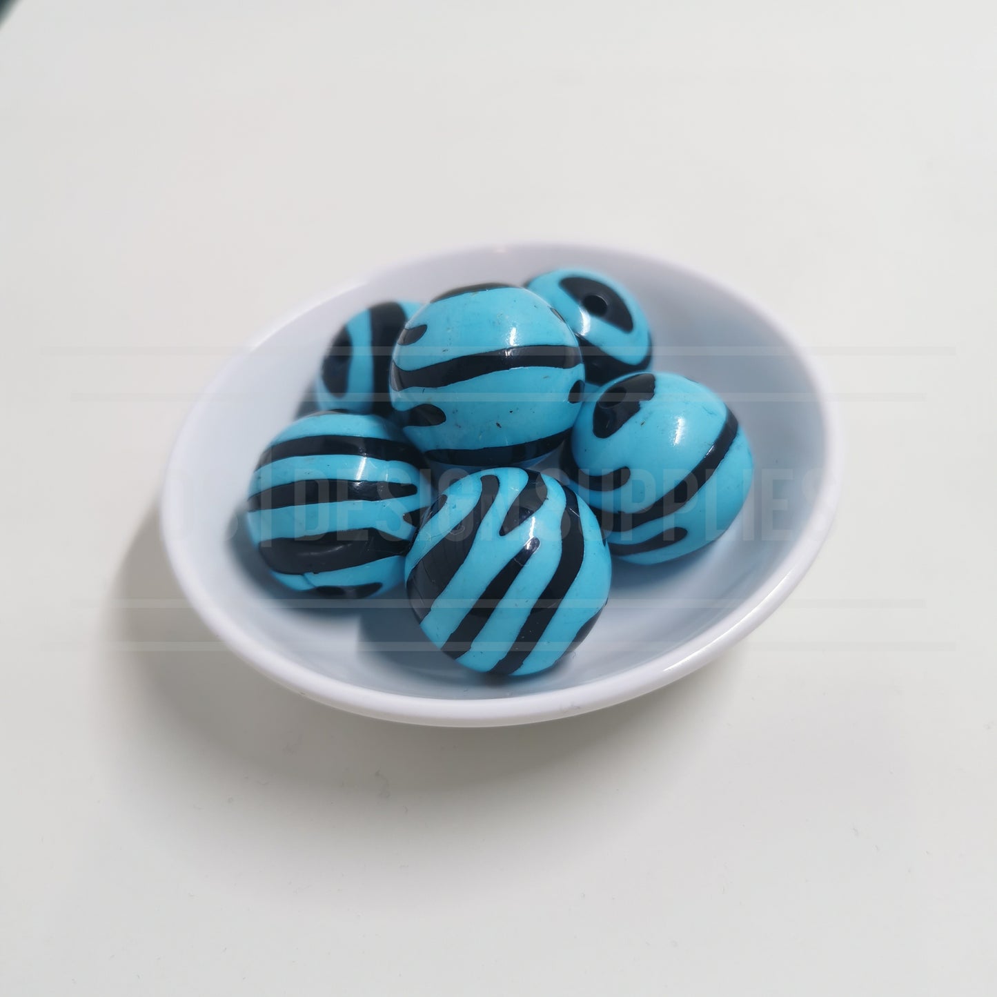 20mm Zebra Stripes - Aqua