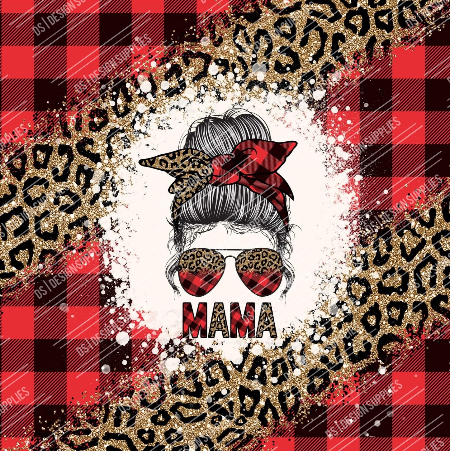 Mama Messy Bun - Plaid - Tumbler Wrap
