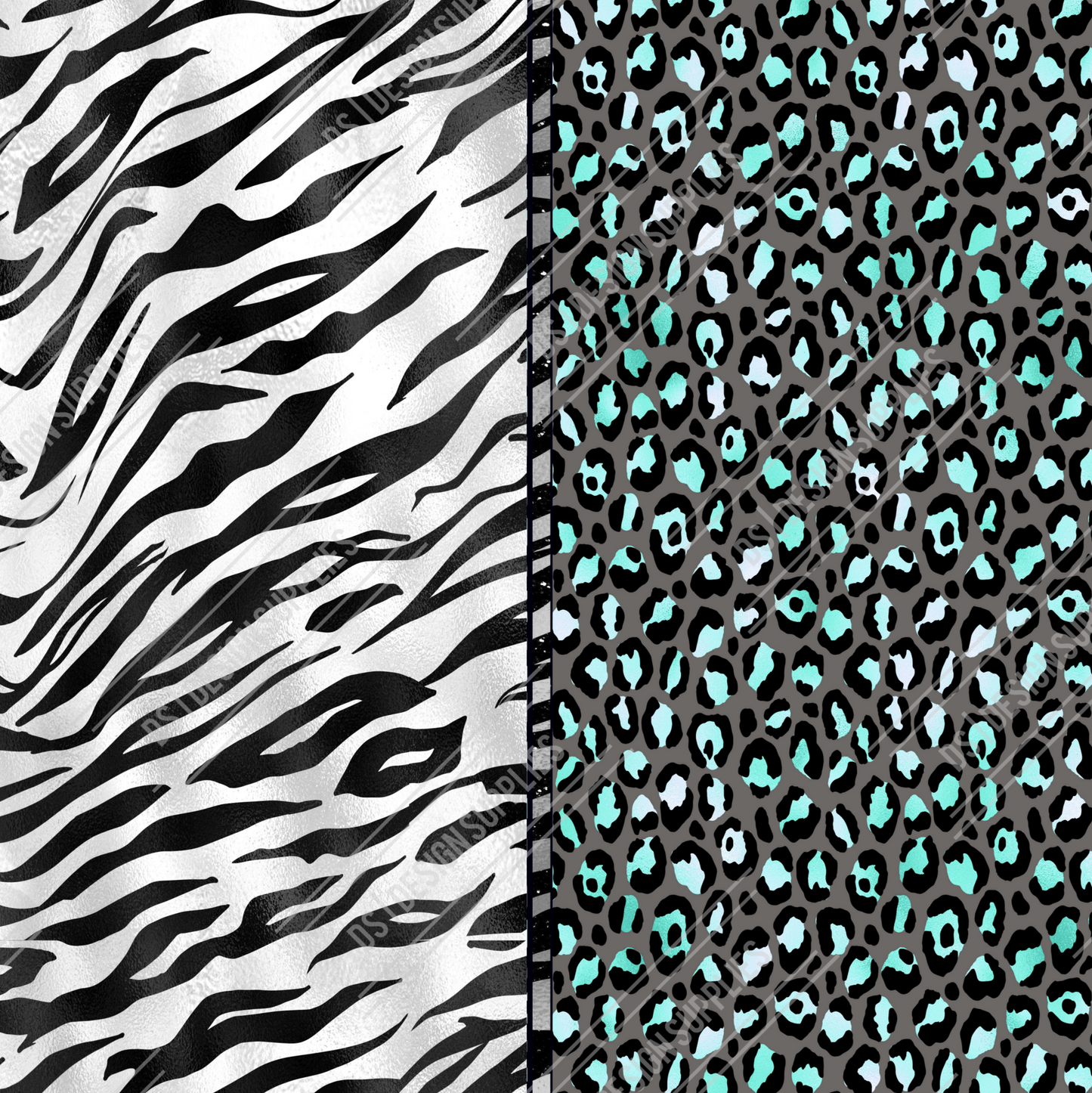 Silver Leopard Tiger - Half Split - Tumbler Wrap