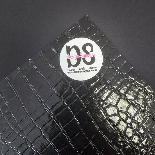 Faux Leather - Snake Skin - Black