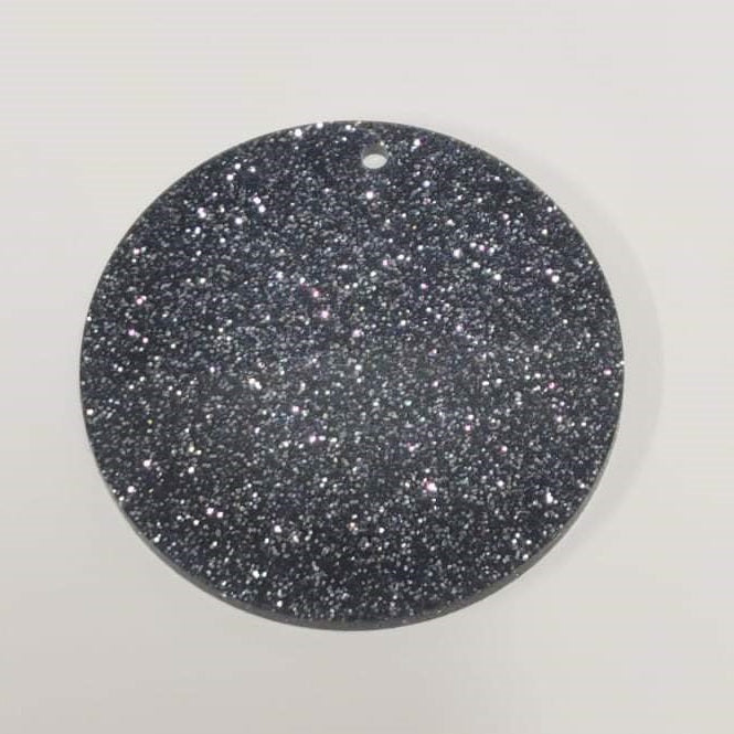 Acrylic - 2.5 inch Circle Black Glitter