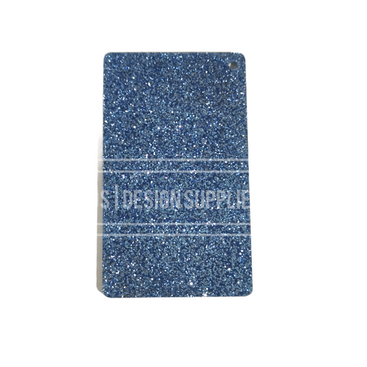 Acrylic - 3 Inch Rectangle Blue Glitter