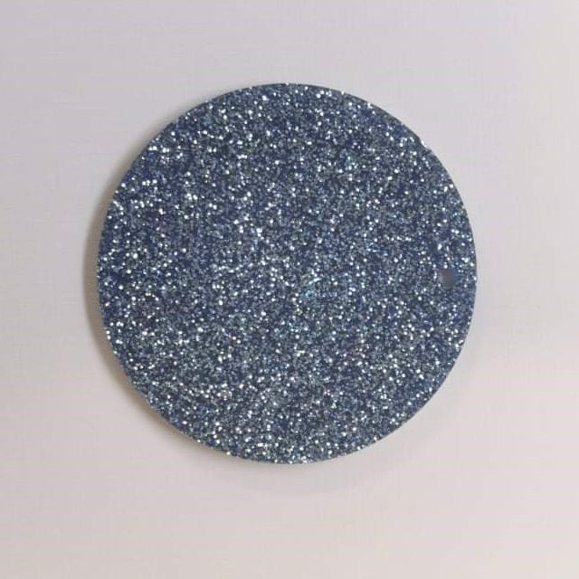 Acrylic - 2.5 inch Circle Blue Glitter