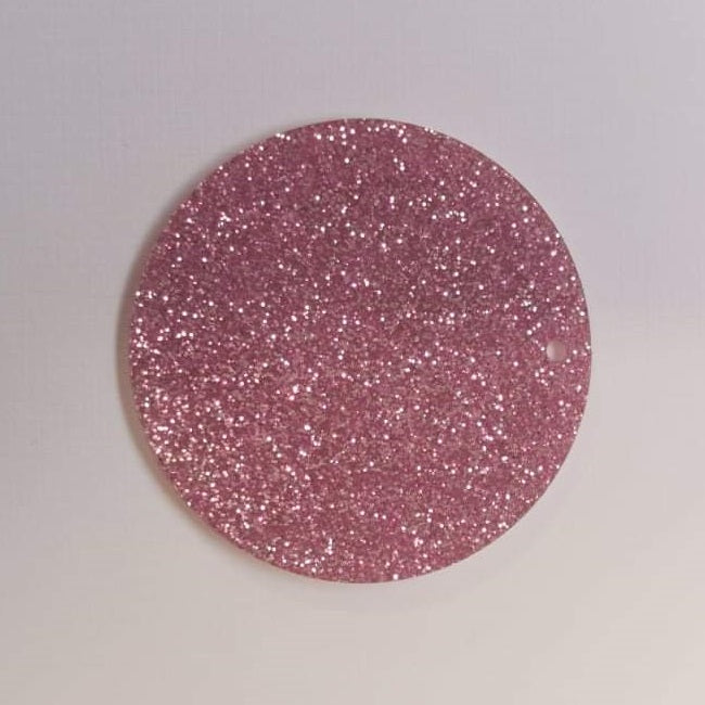 Acrylic - 2.5 inch Circle Pink Glitter