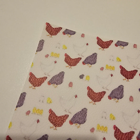 Printed Leatherette - Chickens