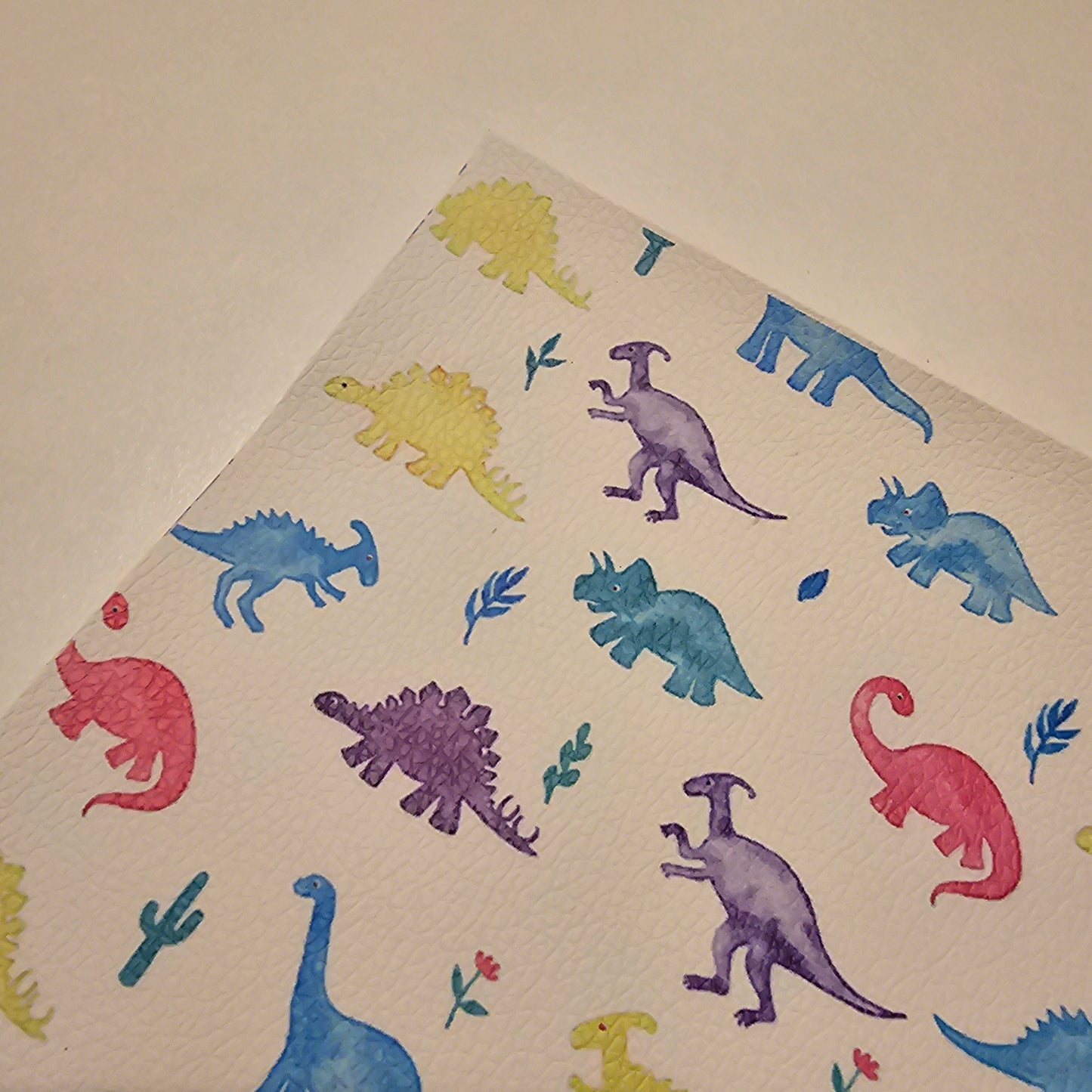Printed Leatherette - Pastel Dinos