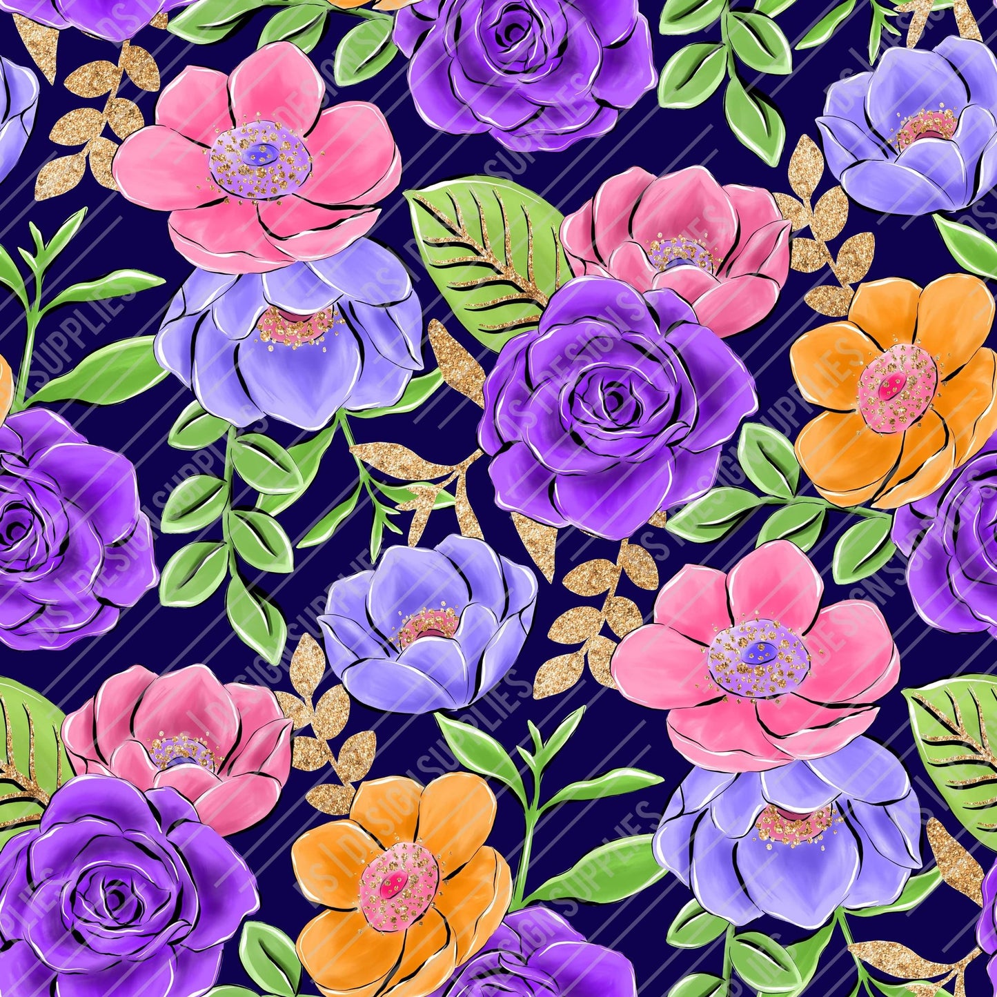 Purple Flowers - Dark