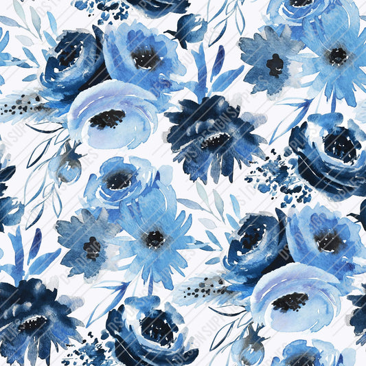 Blue Floral - White 1