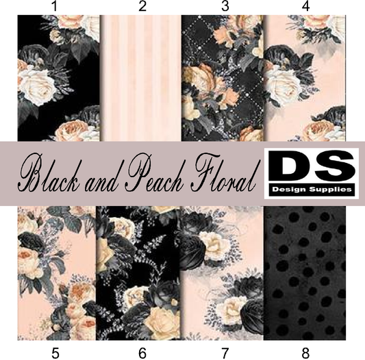 Black and Peach Floral