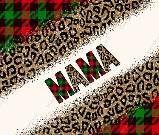 Green and Red Plaid Mama - Tumbler Wrap