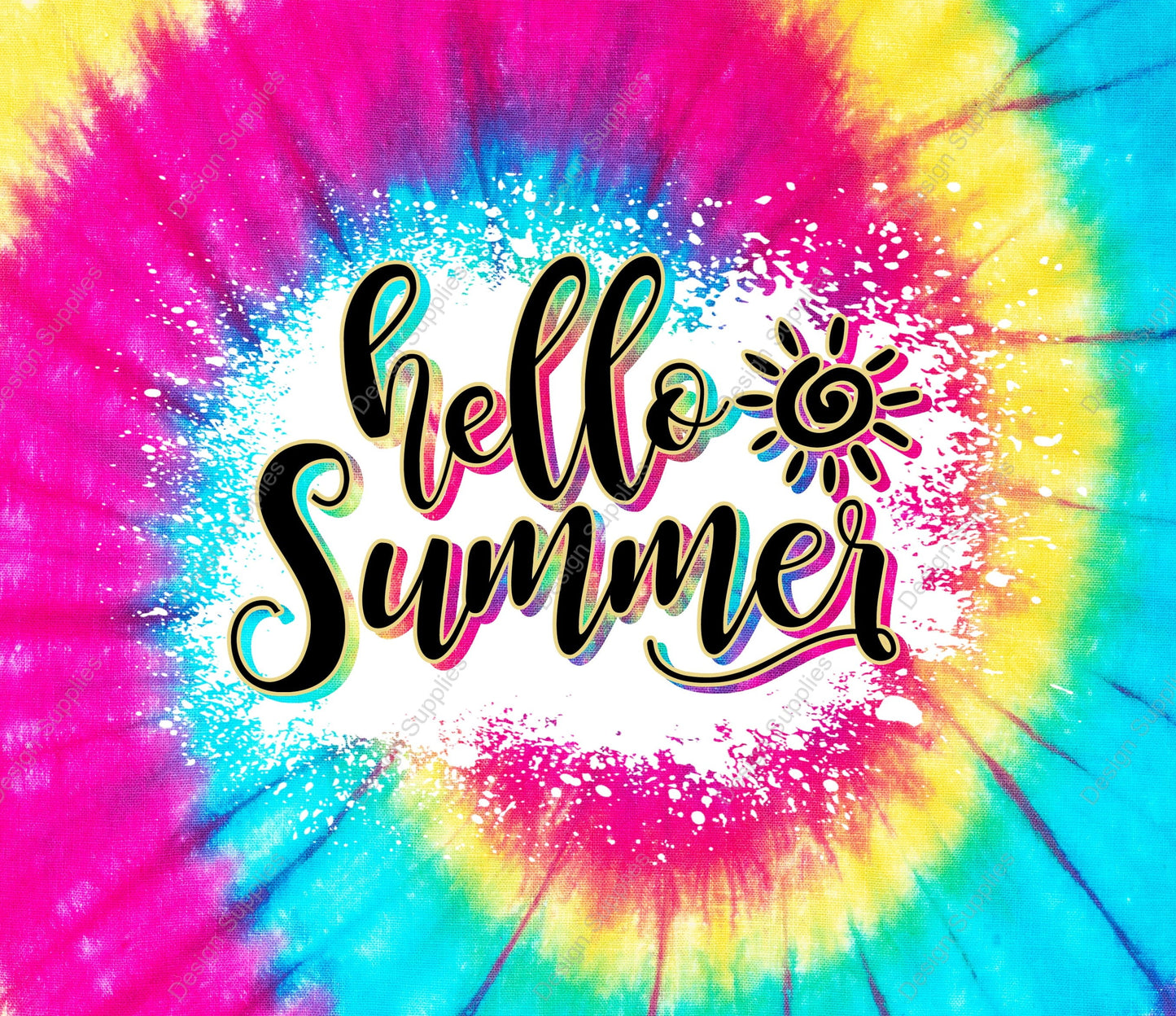 Hello Summer - Tye Dye - Tumbler Wrap