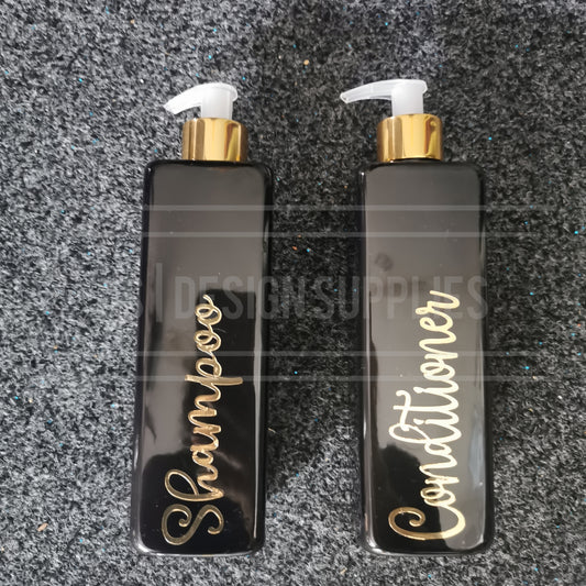 500ml Black Square, Gold Pump