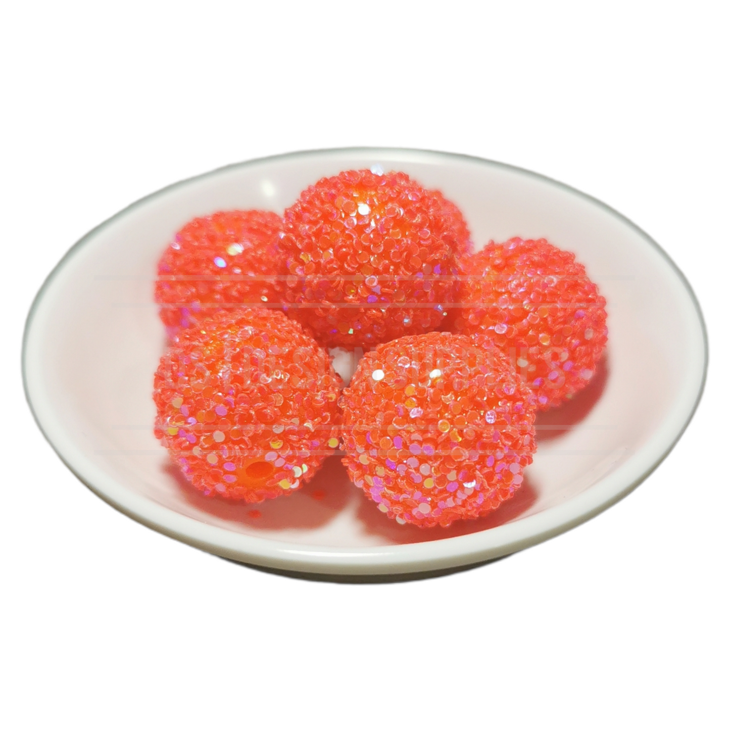 20mm Glitter Ball - Fluro Coral