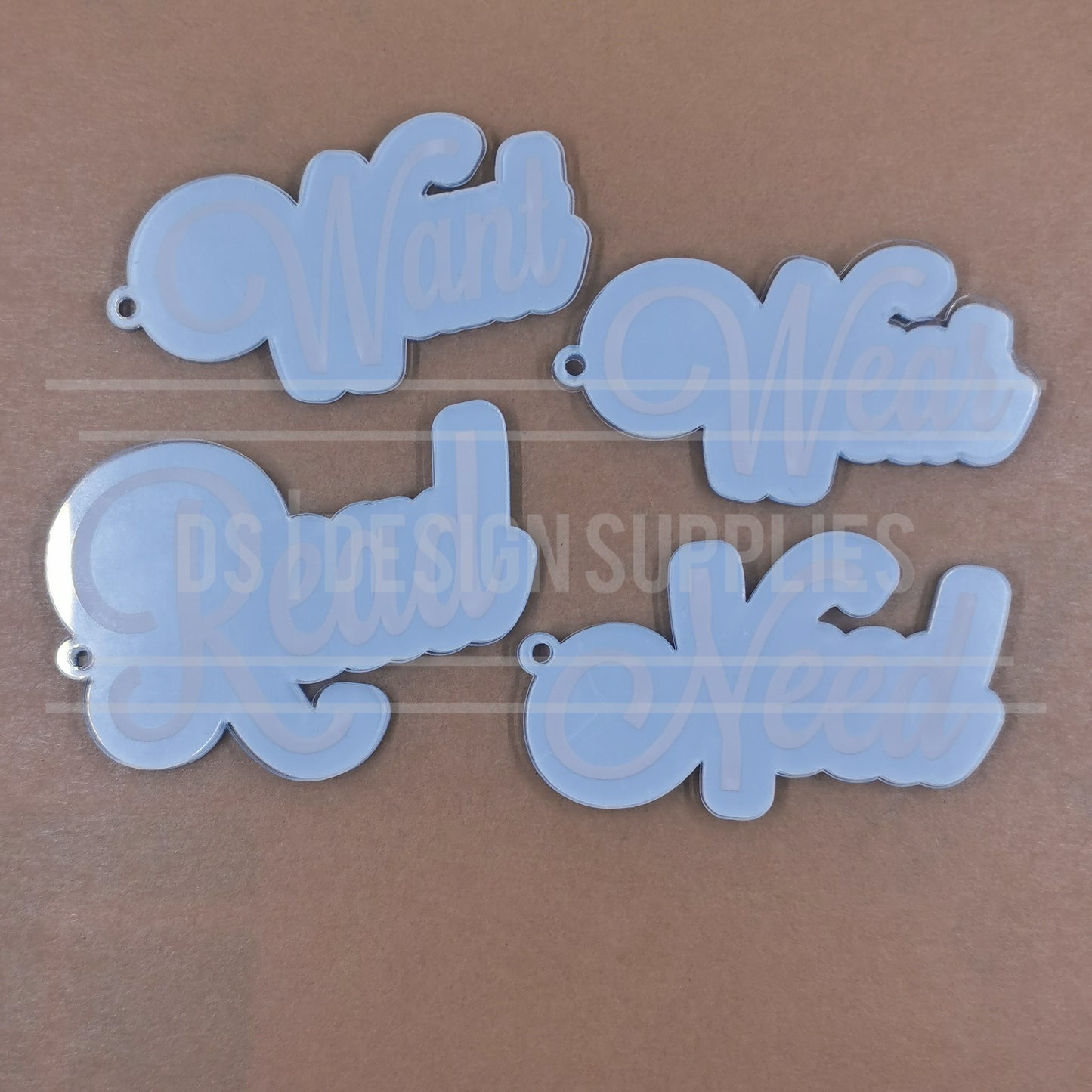 Acrylic - 3 Inch Read, Wear, Want, Need - Pastel Blue