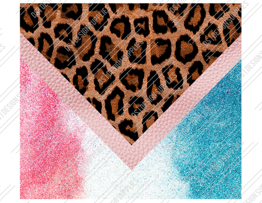 Leopard and Glitter - Pink/White/Blue - Tumbler Wrap