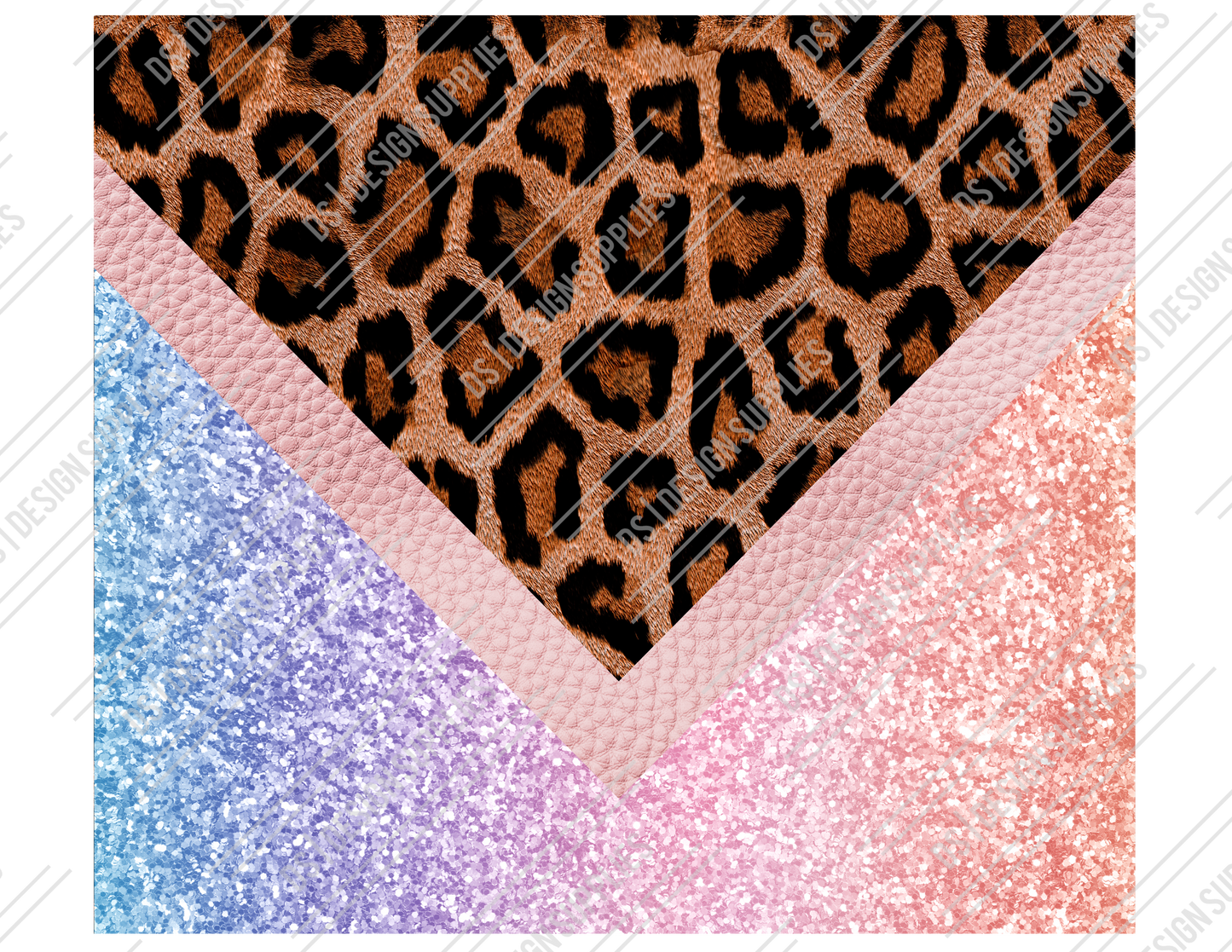 Leopard and Rainbow Glitter  - Tumbler Wrap