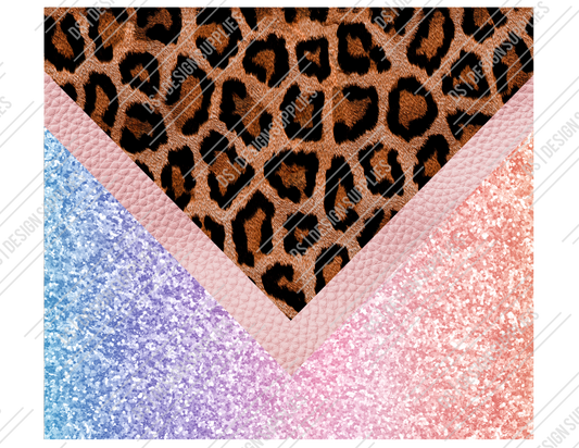 Leopard and Rainbow Glitter  - Tumbler Wrap