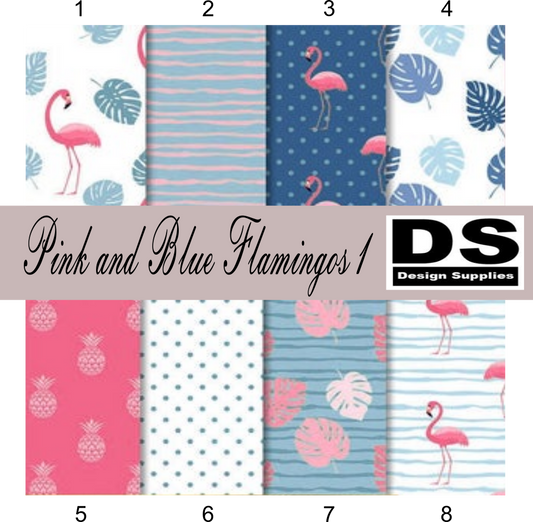 Pink and Blue Flamingos 1