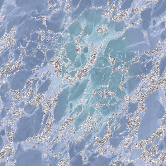 Patterned Vinyl - Blue and Silver Marble - 4