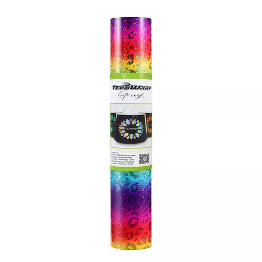 TECKWRAP - Holographic Pattern Adhesive Vinyl - Rainbow Leopard