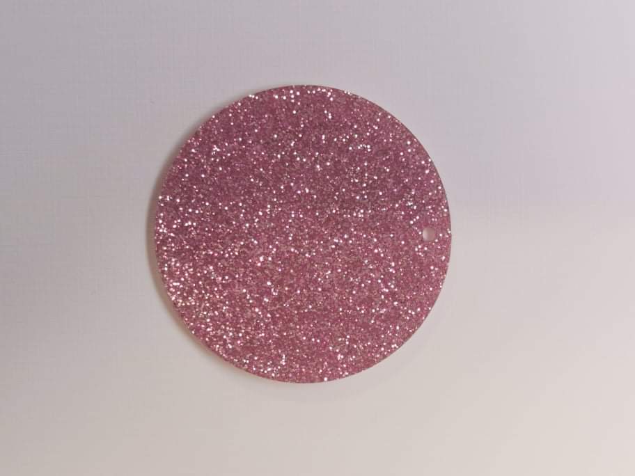 2.5inch Circle Pink Glitter