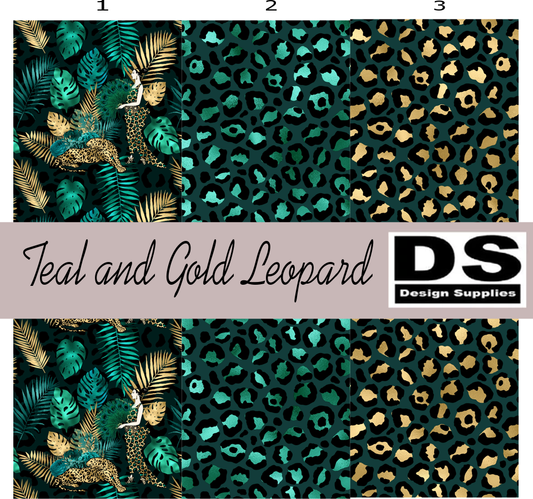 Teal and Gold Leopard
