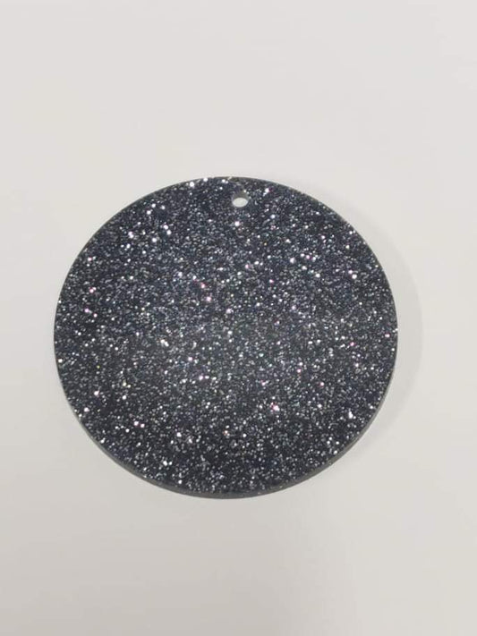2.5inch Circle Black Glitter